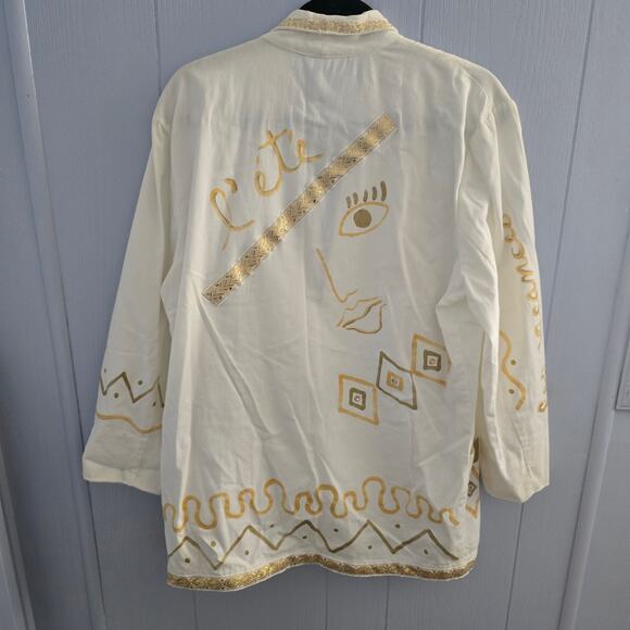 Valerie Lynn Vintage Jacket Size Small – Artwear, Face Print, 80s Surrealist - Picture 2 of 11
